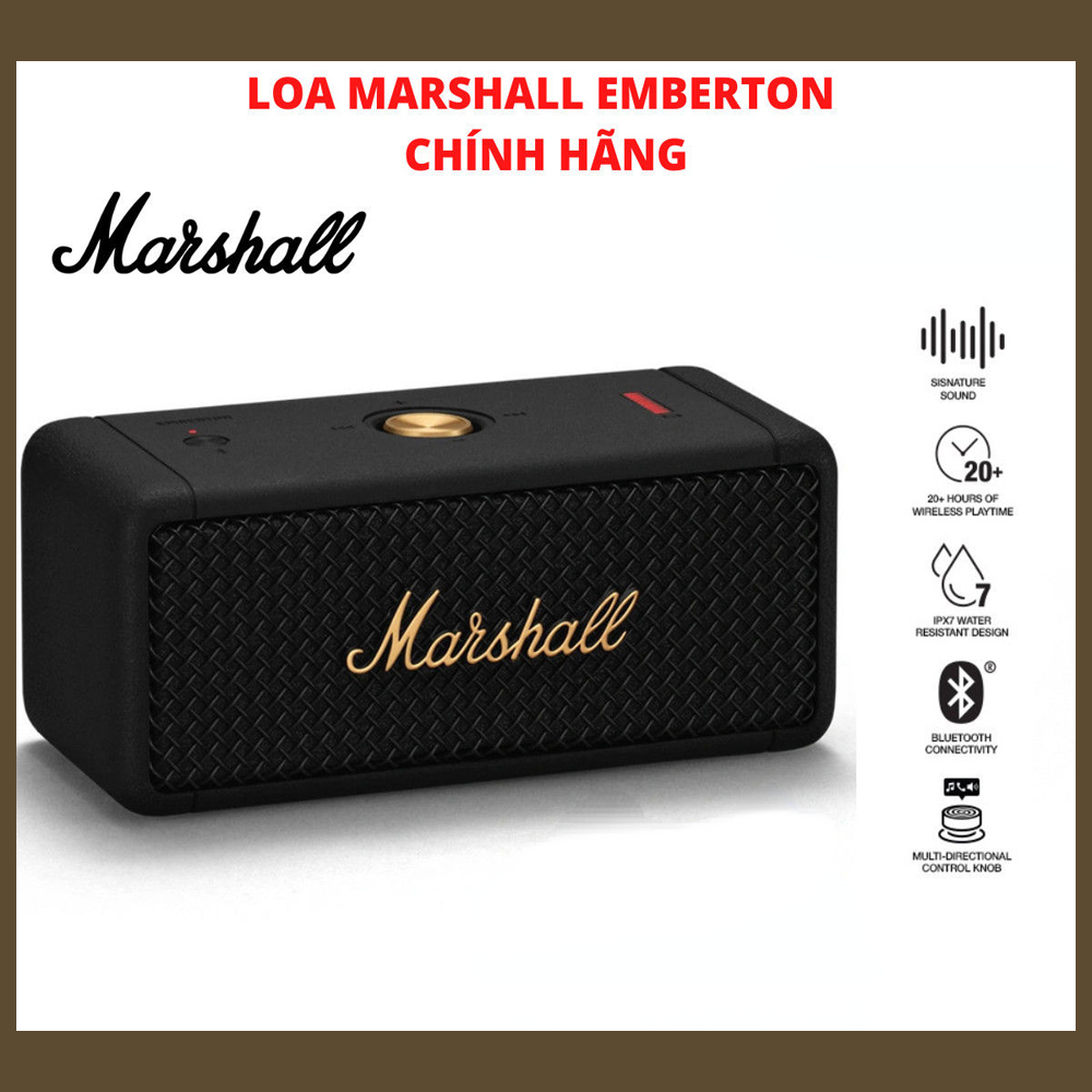 LOA MARSHALL EMBERTON II CHÍNH HÃNG - Loa bluetooth Cao Cấp mini chống nước IPX7 | Công suất 20W