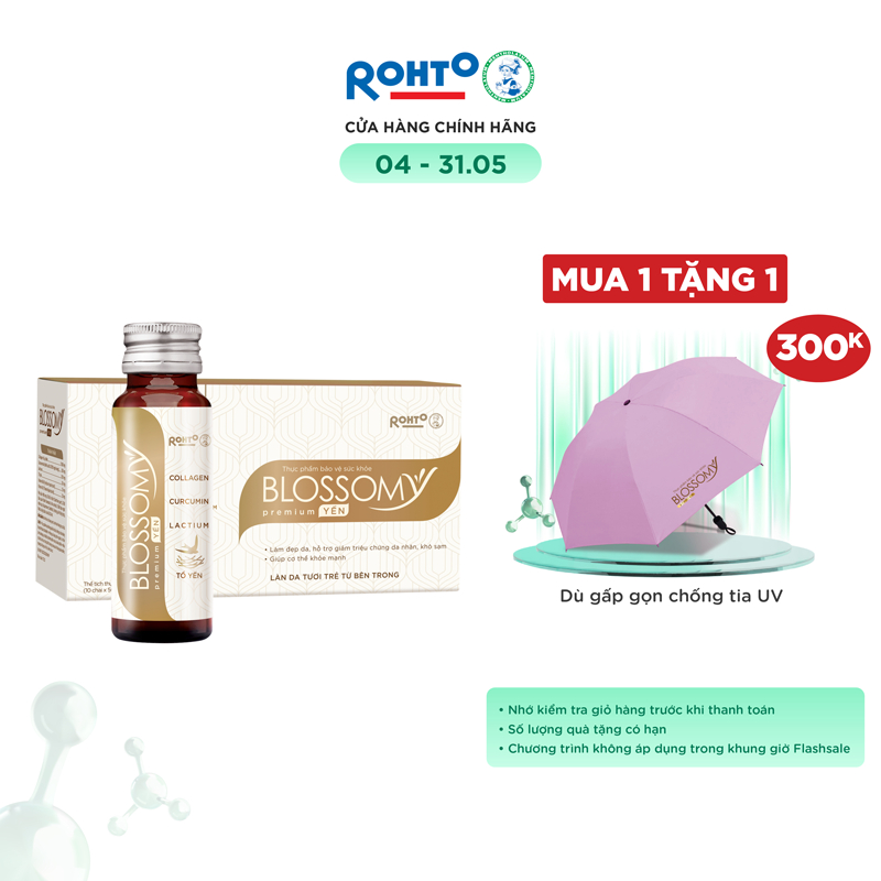 Thực phẩm collagen uống tổ yến Rohto Blossomy Premium hộp 10 chai x 50ml