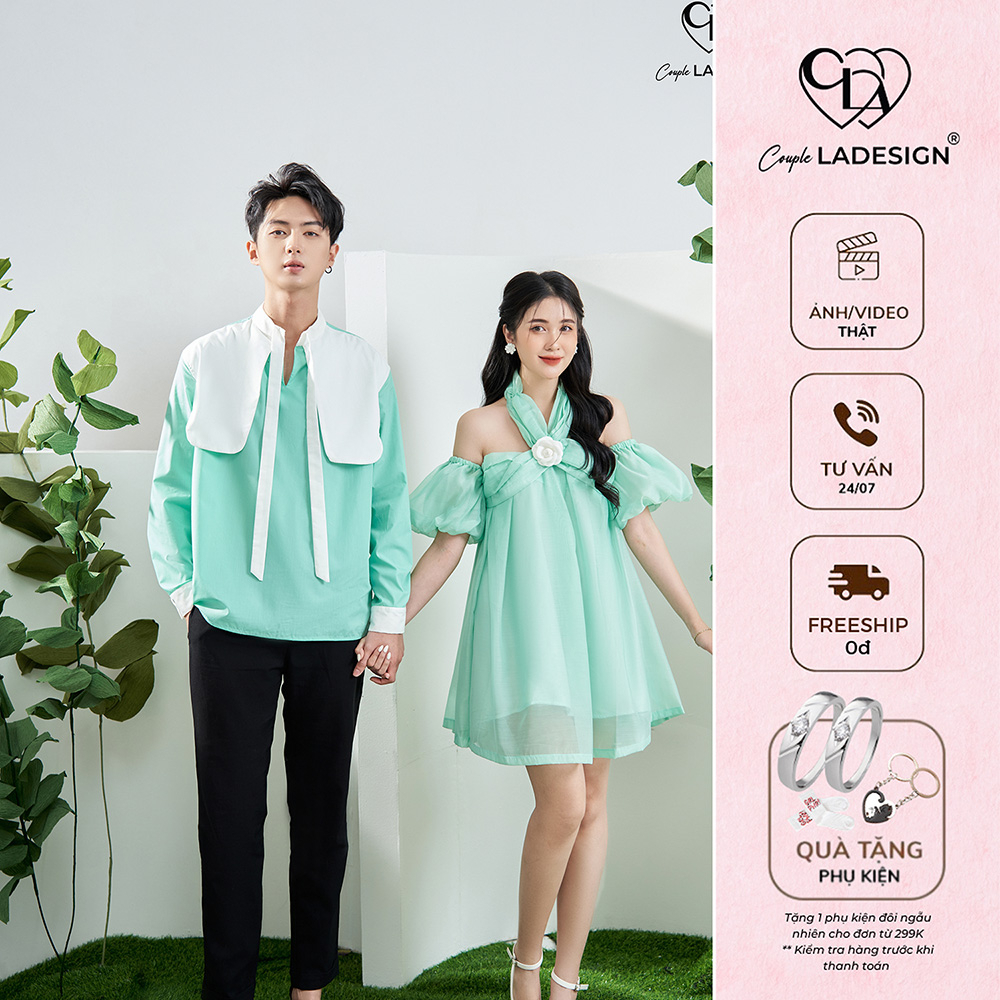 Set đồ đôi nam nữ CoupleLADESIGN váy đầm nữ áo sơ mi nam hàng thiết kế cao cấp Falala Dress x Ryan shirt