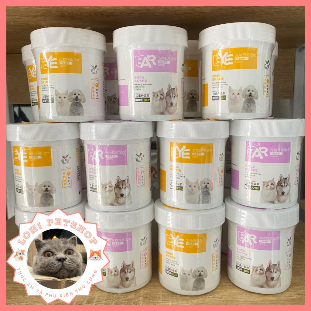 Khăn ướt lau tai, khăn ướt lau mắt cho mèo - 200 miếng