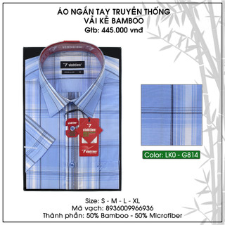 Áo Sơ Mi Ngắn Tay Caro Bamboo Vĩnh Tiến Regular 445