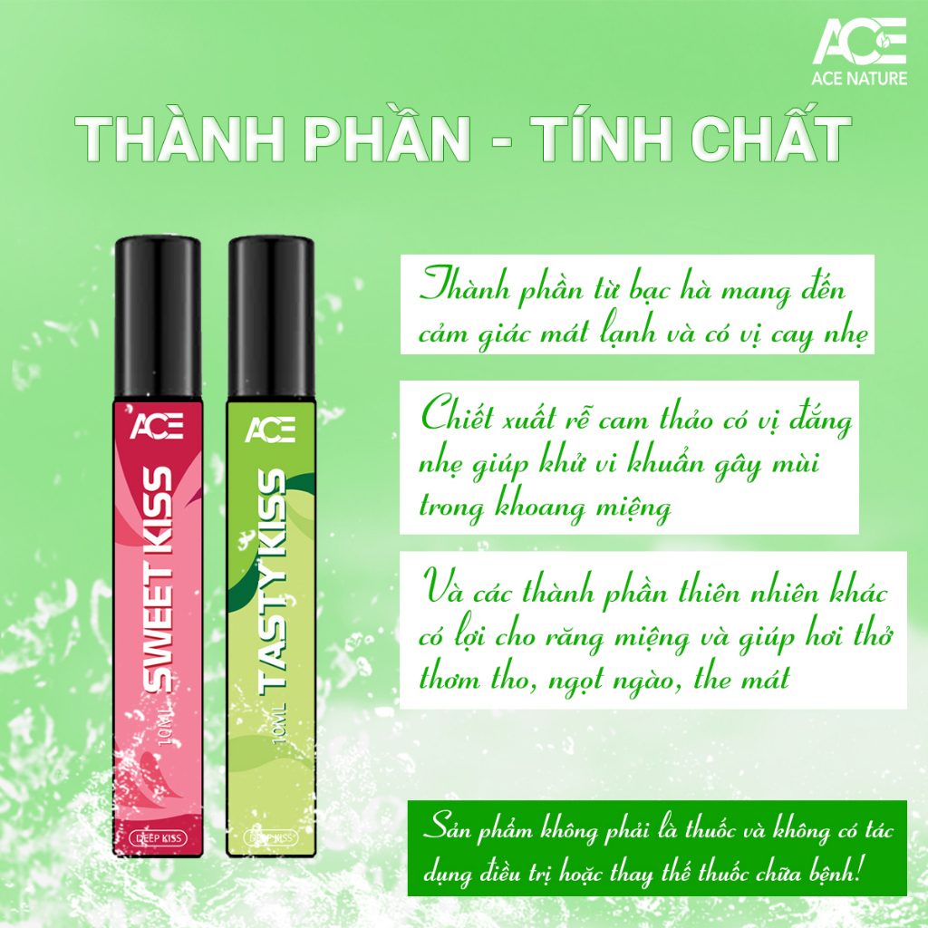 Chai xịt miệng ACE 10ml hơi thở thơm mát ngọt ngào từ hương vị dâu tây và ổi đào