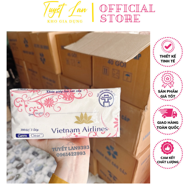 Giấy Ăn Rút Vn Airlines Siêu Rẻ, Siêu Mịn, Siêu Tiện Lợi 1 gói 300 to