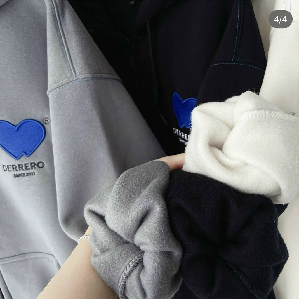 Áo Hoodie Nỉ Ngoại thêu Blue Heart DERRERO - Áo Khoác Nỉ nam nữ Unisex (HD420 - Ảnh Thật)