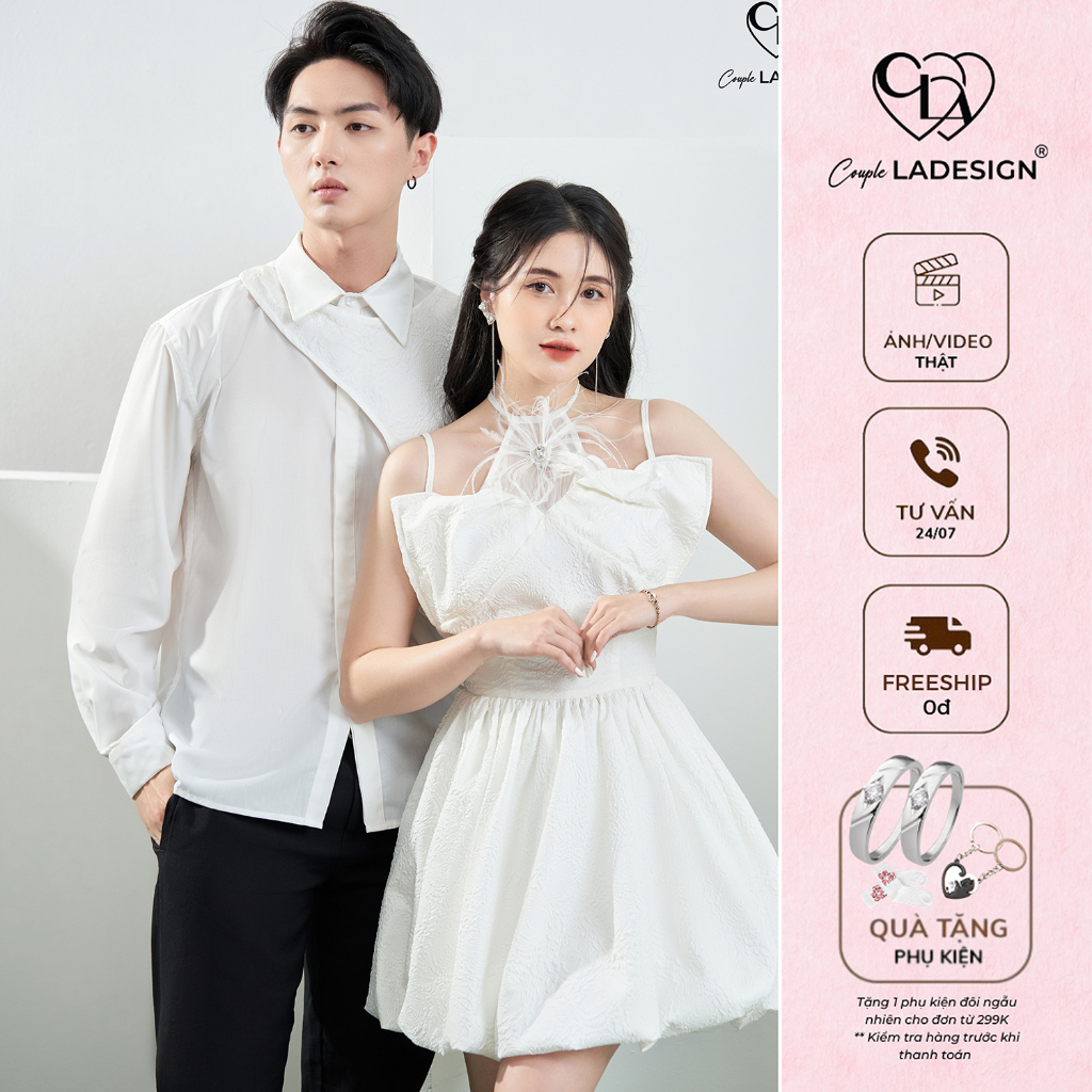 Đồ đôi nam nữ CoupleLADESIGN váy đầm nữ áo sơ mi nam hàng thiết kế cao cấp đi tiệc đi du lịch Tina Dress x Tali Shirt