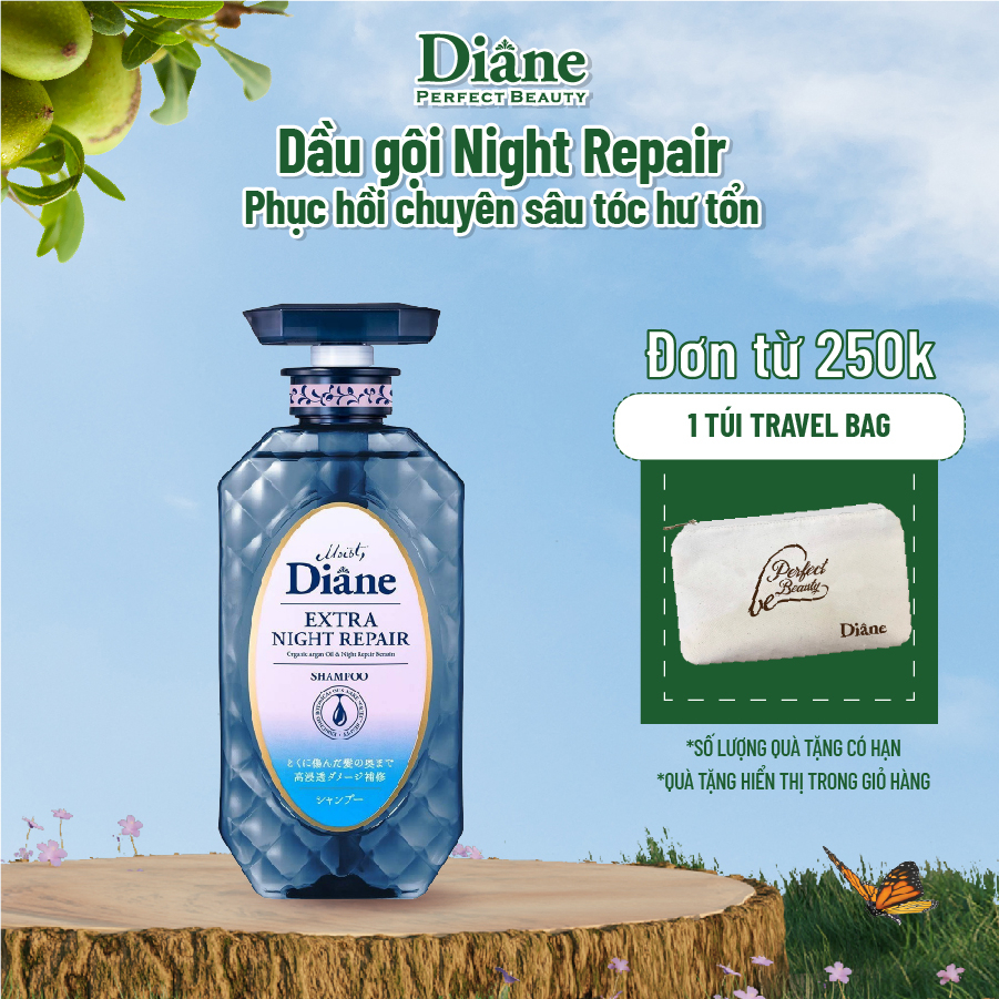 Dầu gội phục hồi chuyên sâu tóc hư tổn Moist Diane Extra Night Repair 450ml