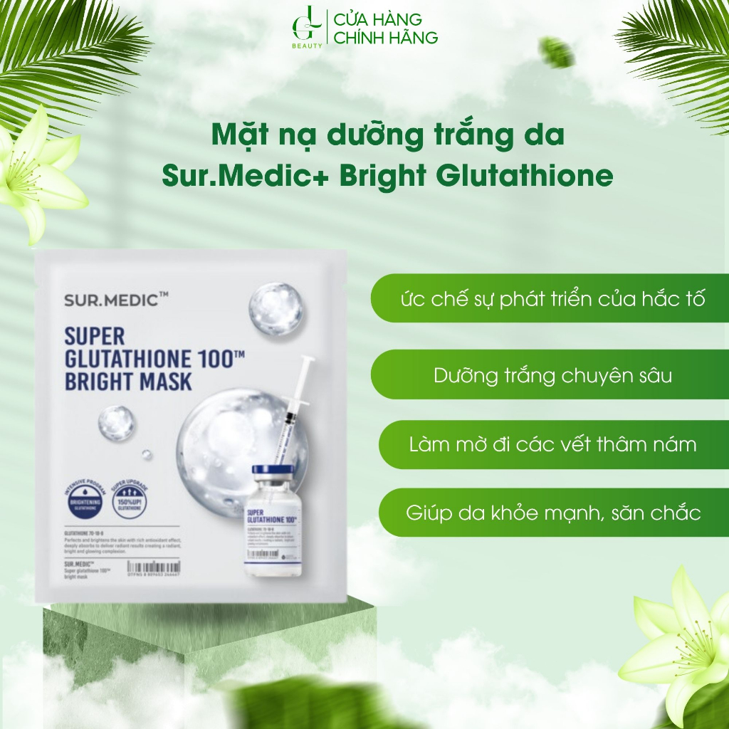 Mặt nạ dưỡng trắng da và làm dịu da phục hồi Sur.Medic+ Bright Glutathione Mask Miếng 30g