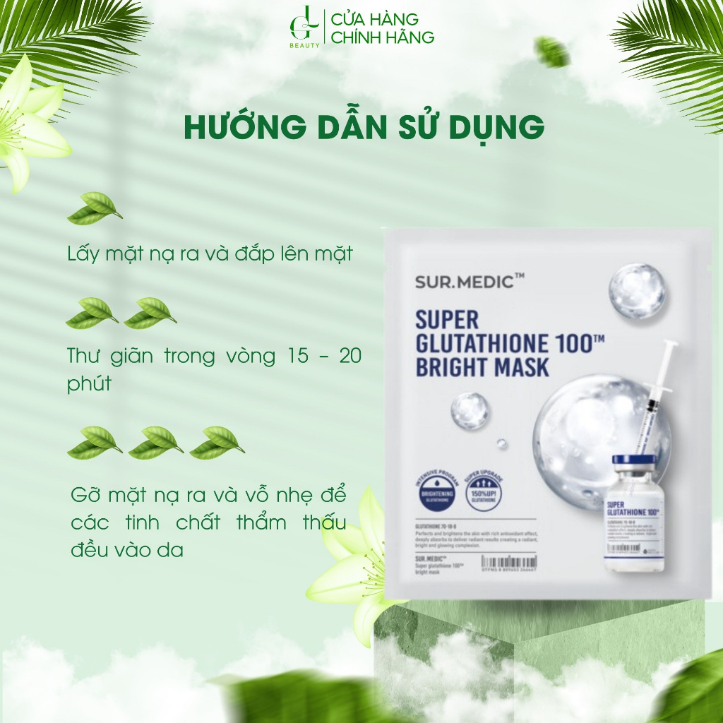 Mặt nạ dưỡng trắng da và làm dịu da phục hồi Sur.Medic+ Bright Glutathione Mask Miếng 30g