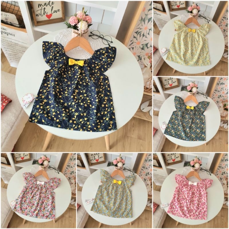 Áo hoa tay tiên bé gái mát xinh, áo bé gái cánh tiên mềm đẹp 10kg-27kg