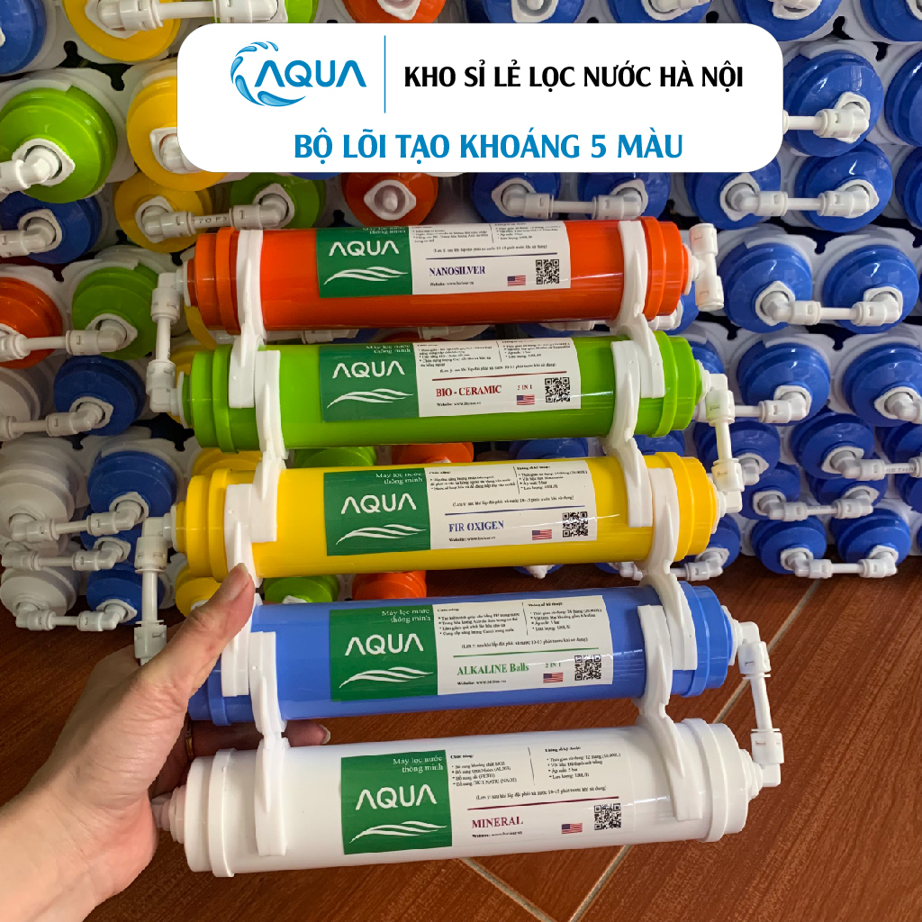 Bộ Lõi Tạo Khoáng 5 MÀU AQUA 5 6 7 8 9 Chính Hãng Dùng Cho Các Dòng Máy Lọc Nước RO - NANO