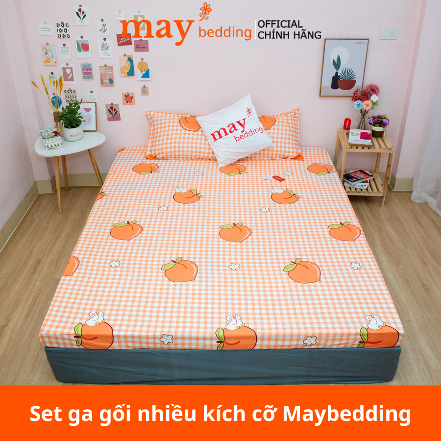 Ga giường bọc đệm Maybedding kèm 2 vỏ gối poly cotton kích thước m2 m6 m8 hoặc 2m2 nhiều mẫu