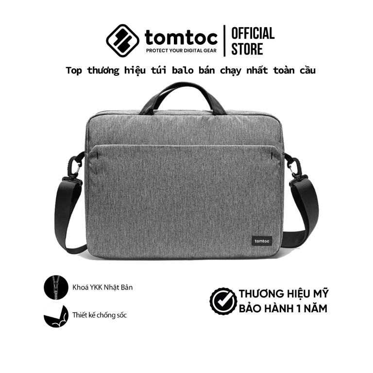 Túi xách Tomtoc Shoulder Bag cho Ultrabook 13/15inch GRAY - Hàng chính hãng