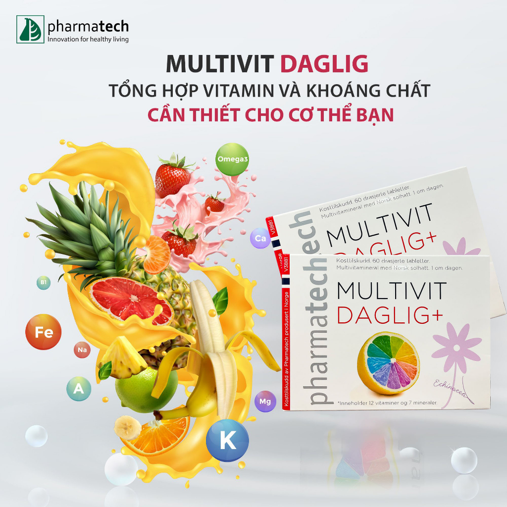 Viên Uống Bổ Sung 12 Loại Vitamin Và 7 Loại Khoáng Chất MULTIVIT DAGLIG Hộp 60 Viên