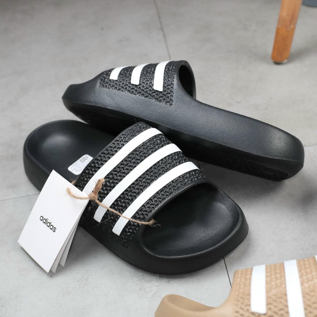 Dép nam adidas đúc nguyên khối siêu nhẹ, Dép das đế cao su non 3 sọc thể thao chống nước chống hôi chân