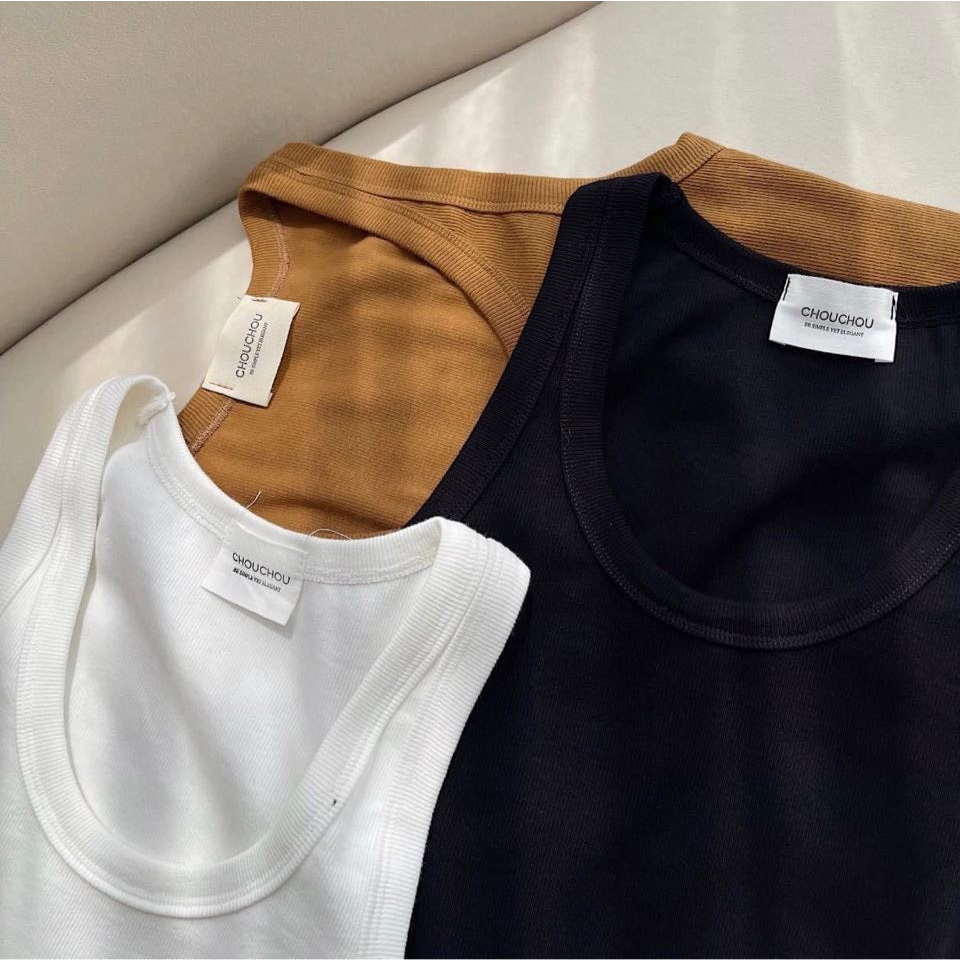 Áo ba lỗ khoét vai dáng tanktop nữ