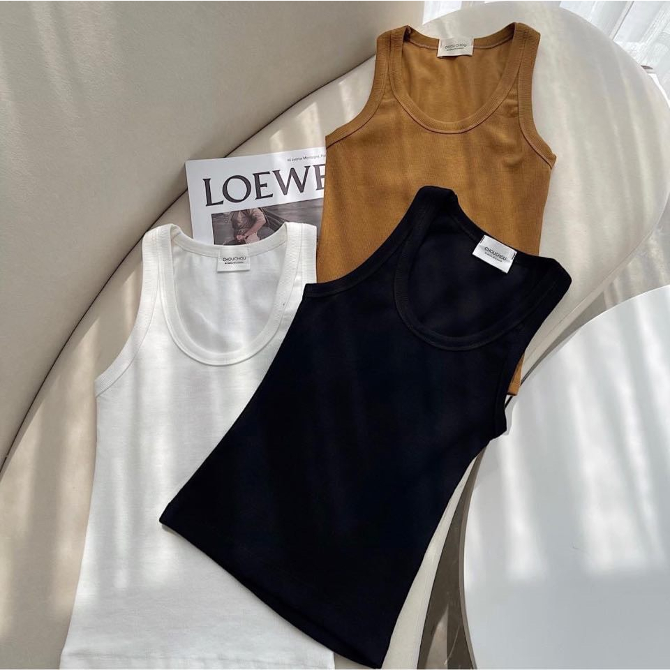 Áo ba lỗ khoét vai dáng tanktop nữ