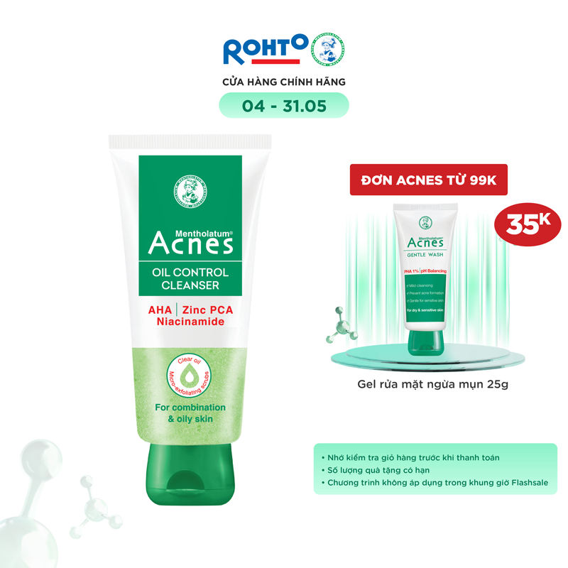 Gel rửa mặt kiểm soát nhờn ngăn ngừa mụn Acnes Oil Control Cleanser 100g