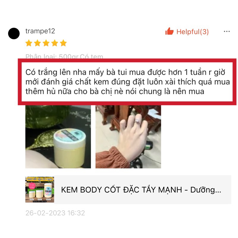 KEM BODY CỐT ĐẶC MẠNH - Dưỡng và ủ trắng da [Size 1kg]