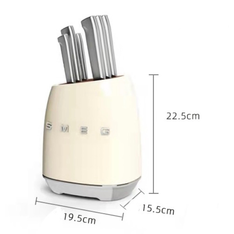 Khay Đựng Dao SMEG + 6 Dao Decor Cao Cấp