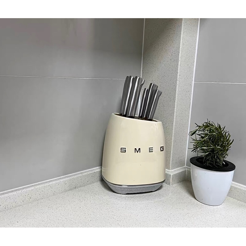 Khay Đựng Dao SMEG + 6 Dao Decor Cao Cấp