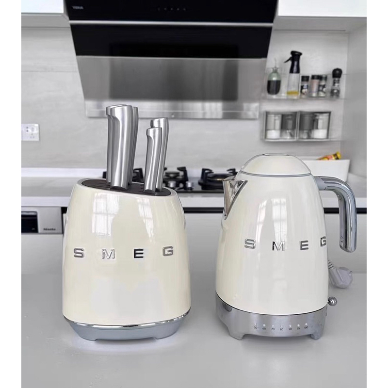 Khay Đựng Dao SMEG + 6 Dao Decor Cao Cấp