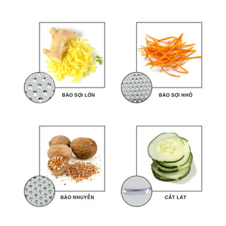 Dụng Cụ Bào Rau Củ 4 Mặt Benchusch - Cắt Lát, Bào Sơi To, Bào Sơi Nhỏ, Nạo Rau Củ Quả Đa Năng Bằng Inox