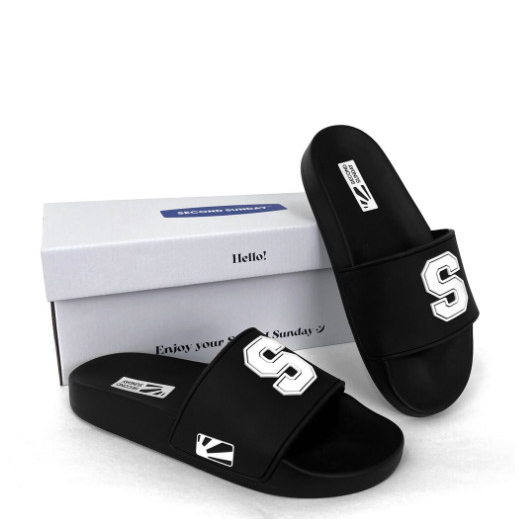 Dép Nam Nữ Unisex Quai Ngang Slipper họa tiết chữ S đổ nổi hot