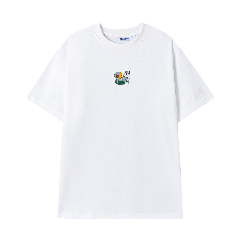 Áo Thun Tay Lỡ Local Brand Lourents Collection Premium Mèo Phi Hành Gia - TEE5 Trắng