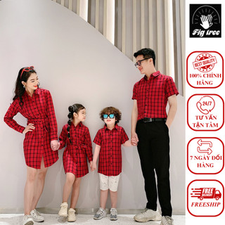 Áo gia đình FIG TREE caro đỏ rực rõ đón tết mã 160