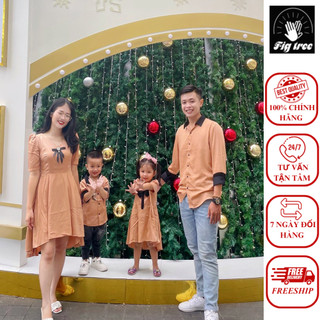 Set đồ gia đình màu nude đậm phối đen sang chảnh dự tiệc( Hàng FIG TREE thiết kế đủ size)