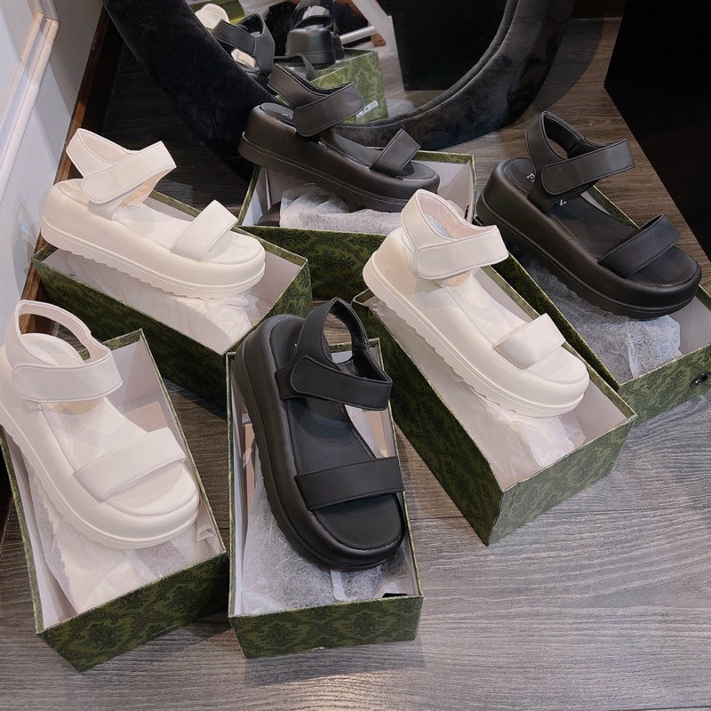 GIÀY SANDAL ĐẾ PU QUAI NGANG ĐƠN GIẢN CHẤT DA SI SÁP SIÊU XINH