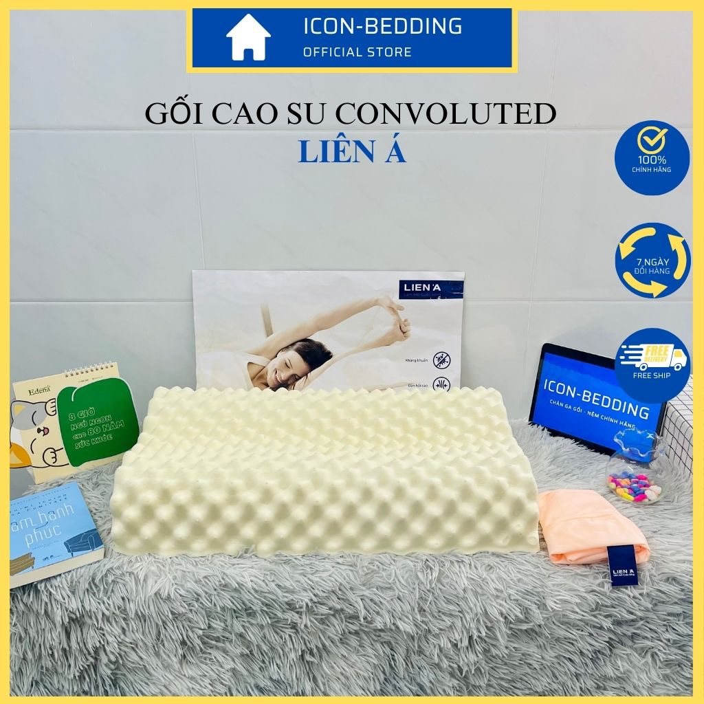 Gối Cao Su Convoluted Liên Á, Giảm Đau Mỏi Vai Gáy Thư Giãn Cổ, Cao Cấp - Hàng Chính Hãng By Icon Bedding