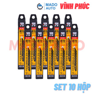  MADO AUTO Hộp lớn 100 lưỡi dao rọc giấy văn phòng cắt decal Phim cách nhiệt ô tô SDI thép đen nhọn 30 độ 