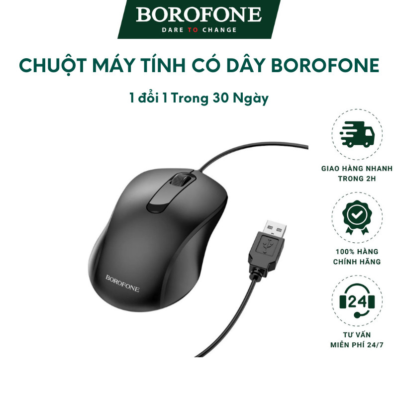 Chuột máy tính có dây Borofone BG4 dây dài 1.5m - AK Mobile