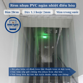 Rèm nhựa PVC dày 2mm rộng 0,95m x Cao từ 1.7m đến 3m Ngăn lạnh, ngăn mùi, ngăn bụi hiệu quả + ĐỦ BÁT TREO THANH TREO