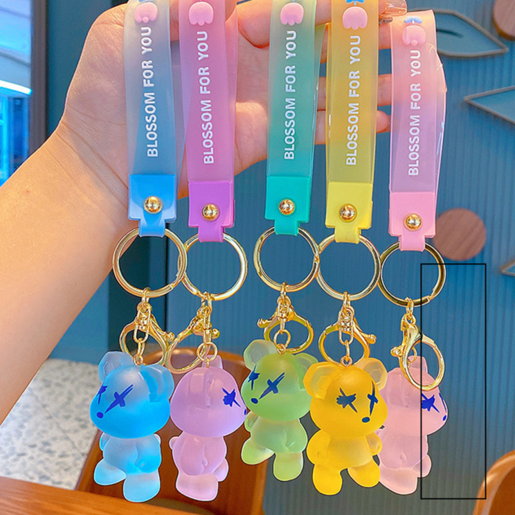 Móc khóa gấu bearbrick chất liệu silicon nhiều mẫu, móc cài cho balo, túi xách, chìa khóa