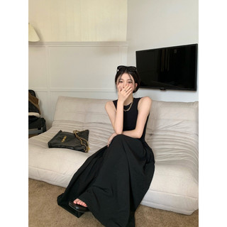 Váy maxi trơn hở lưng QC