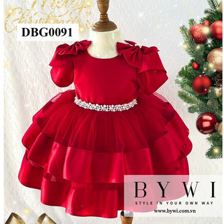 Đầm công chúa bé gái bywi mẫu satin 2 tầng dbg0091