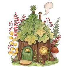 Tranh tô màu "tiny houses" bộ 10 tranh giấy dầy đẹp