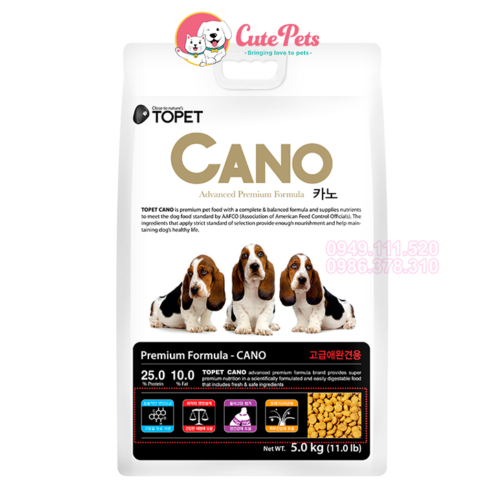 Thức ăn cho chó CANO Topet túi hãng 5kg Dành cho chó mọi lứa tuổi - Ph