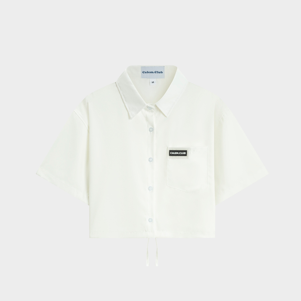 Sơ mi Croptop cột eo Tag Su Calem.Club - Áo sơ mi lụa form nữ xinh xắn