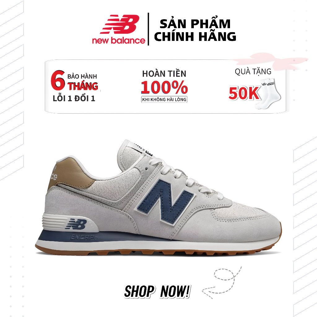 New balance 574 ghi gót vàng giày chính hãng nam&nữ