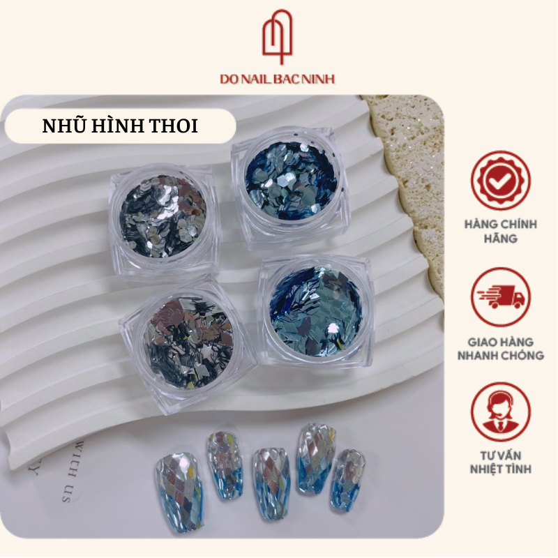 Nhũ hình thoi loại mỏng ẩn nail , nhũ trang trí móng hiệu ứng lấp lánh