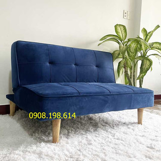 Ghế Sofa mini 1.2m vải nhung xanh Navy - Sofa Bed thông minh cho phòng nhỏ - Ghế decor phòng trọ