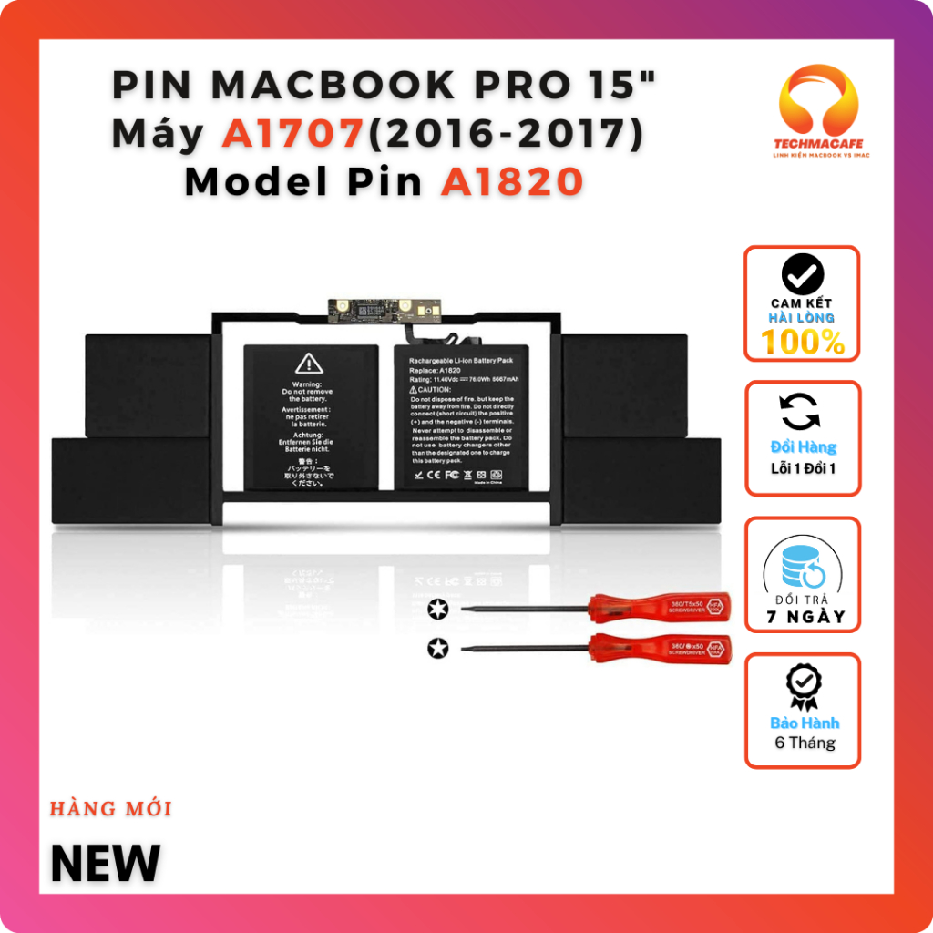 Pin Zin A1820 New Cho Laptop Macbook Pro Retina 15 inch Có Thanh TouchBar Model A1707 (Năm 2016 - 2017)