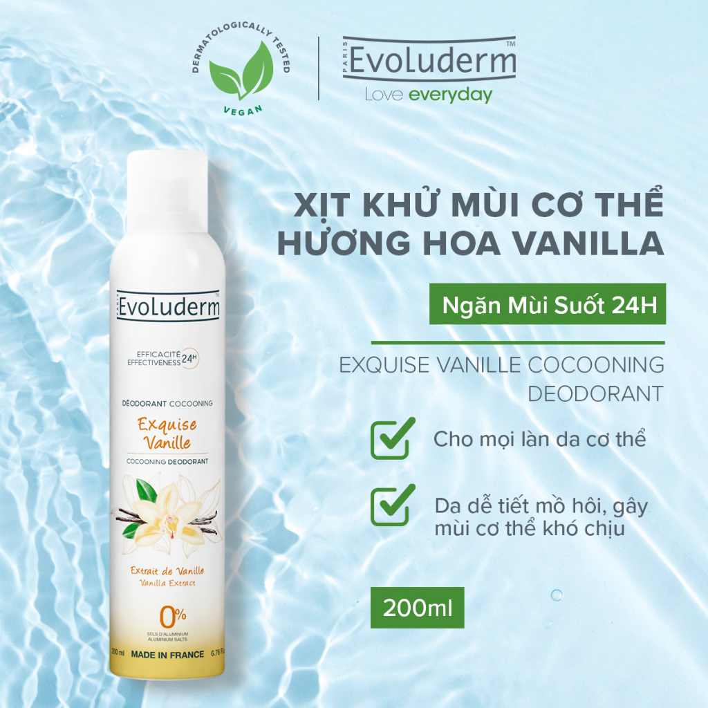 Xịt khử mùi cơ thể Evoluderm 200ml - Tùy chọn mùi