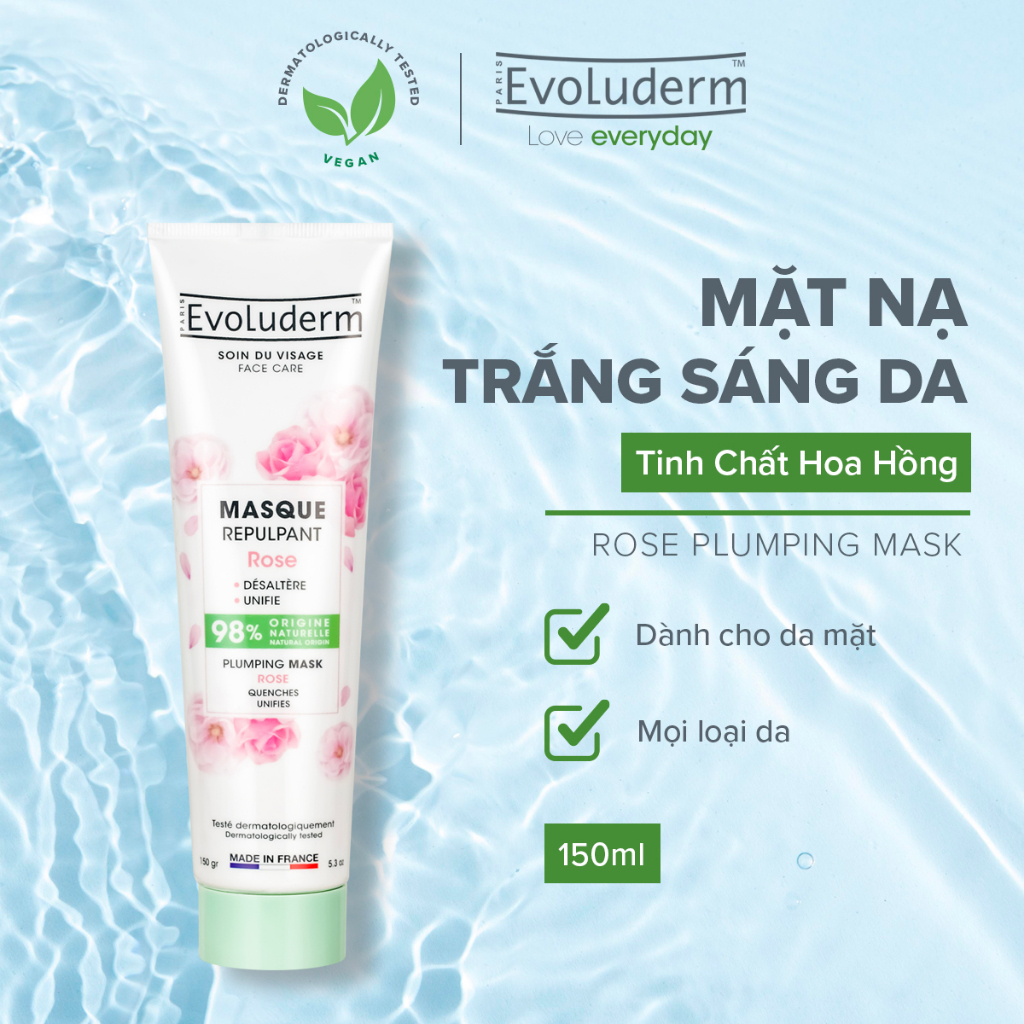 Mặt nạ Evoluderm làm trắng sáng làn da tinh chất Hoa Hồng 150ml