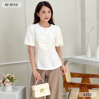 Áo kiểu cổ tròn tay lồng đèn thời trang bemine a323