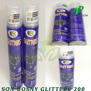 Sơn phủ bóng hiệu ứng lấp lánh bosny glitters no.200, sơn xịt bóng xe máy