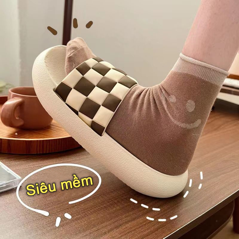 Dép quai ngang caro 、Dép Sọc Caro  Trắng Đen Chống Trượt Thời Trang Mùa Hè Cho Nam Và Nữ